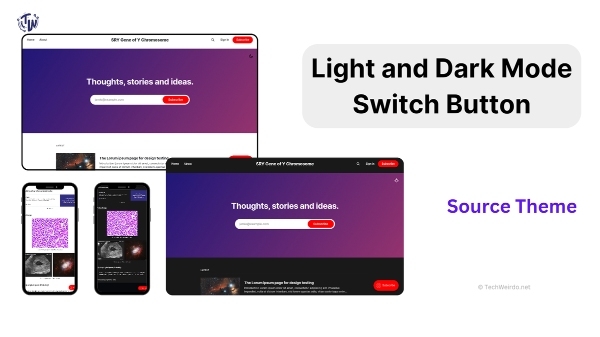 Light and Dark mode Theme switch Button for Ghost Blog -Source Theme